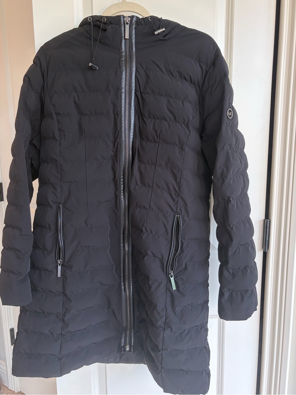 Michael Kors Women's Black Hooded Packable Puffer Coat Size L